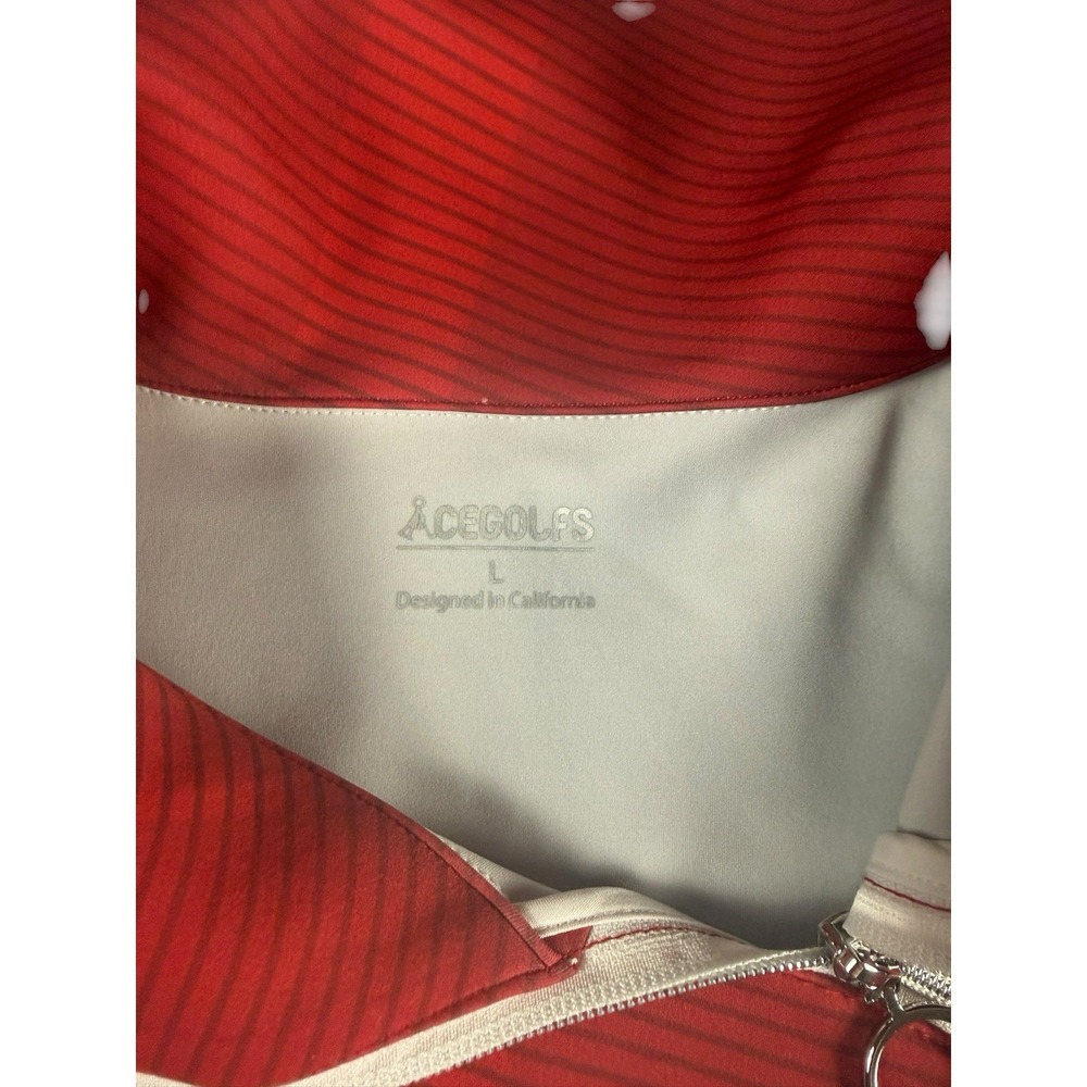ACEGOLFS Womens Large Golf Pullover 1/4 Zip Stretch Athletic Red Gray - Picture 6 of 14